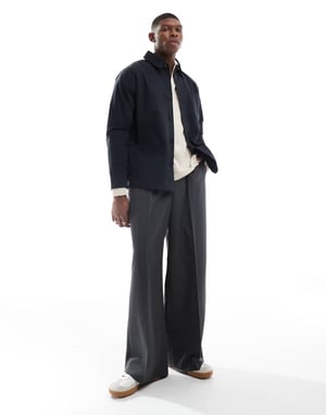 French Connection lined mac jacket with collar in navy