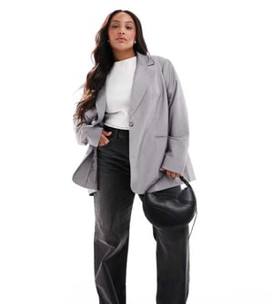 ASOS DESIGN Curve tailored relaxed blazer in grey