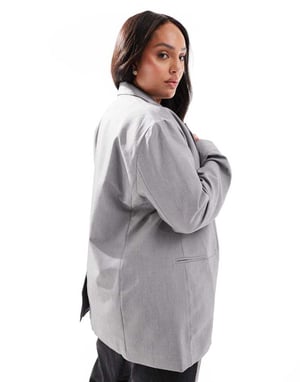 ASOS DESIGN Curve tailored relaxed blazer in grey