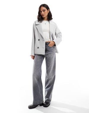 Hollister wool blend classic jacket in light grey