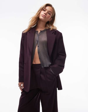 Topshop co ord blazer in burgundy BURGUNDY