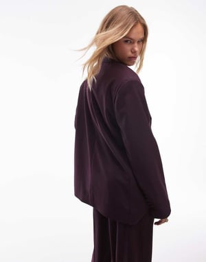 Topshop co ord blazer in burgundy BURGUNDY