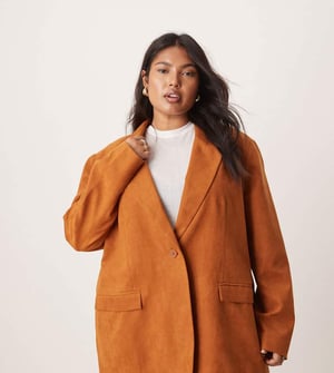 ASOS DESIGN Curve oversized suede blazer in rust