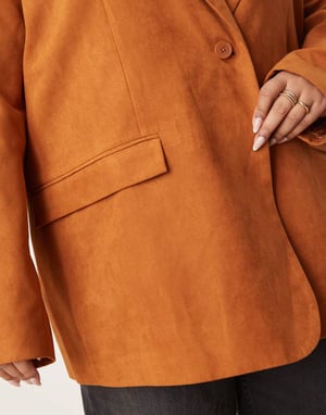 ASOS DESIGN Curve oversized suede blazer in rust