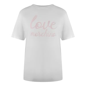 Love Moschino T-shirt Met Opvallend Roze Logo In Wit