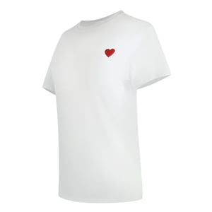Love Moschino Liten Röd Hjärtformad Vit T-shirt