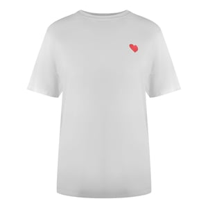 Love Moschino Liten Röd Hjärtformad Vit T-shirt