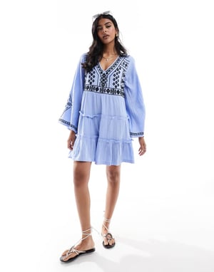Accessorize mini beach kaftan in blue