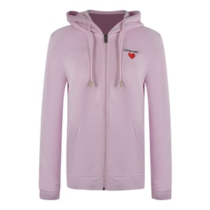 Love Moschino Small Heart Logo Zip Pink Hoodie