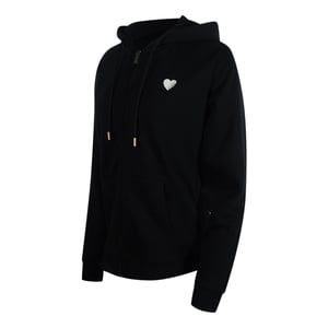 Love Moschino Small White Heart Logo Black Zip Hoodie