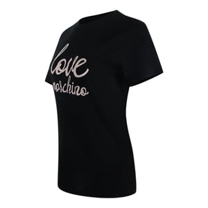 Love Moschino Bold Pink Logo Black T-shirt