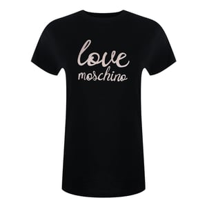 Love Moschino Bold Pink Logo Black T-shirt