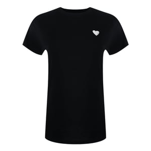 Love Moschino Small White Heart Logo Black T-shirt