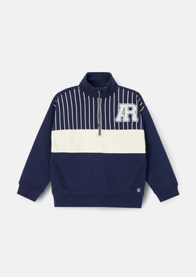 Griffin Zip Neck Cut And Sew Sweatshirt