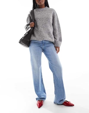 ONLY Maddie extra high waist dad jeans in light blue wash
