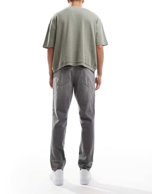 ONLY & SONS Yoke tapered fit jeans in washed grey