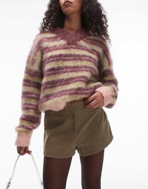 Topshop knicker style cord mini short in camel