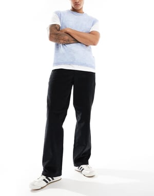 Dickies flat front cord trousers in black