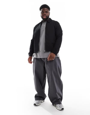 ASOS DESIGN oversized baggy with knee panels in charcoal grey canvas