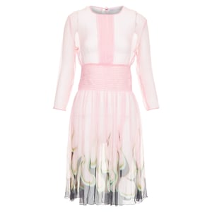 Prada sheer silk chiffon vlam knielange jurk