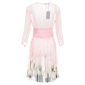 Prada sheer silk chiffon vlam knielange jurk