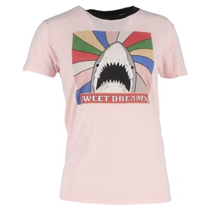 Saint Lauren t-shirt med hajtryck i rosa bomull