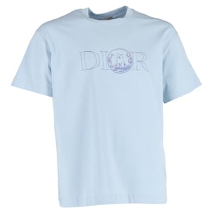 Dior Hylton Nel SS25 Logo Printed T-Shirt in Light Blue Cotton
