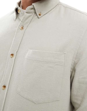 ASOS DESIGN brushed oxford regular shirt in stone