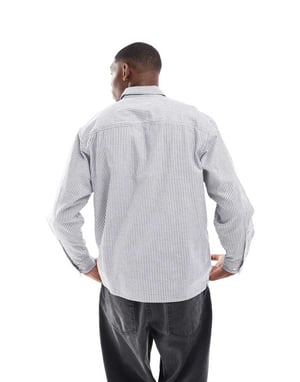 Selected oversized boxy shirt in blue stripe