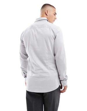 ASOS DESIGN slim shirt in white and grey micro check