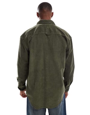 Tommy Jeans cord shirt in dark olive green