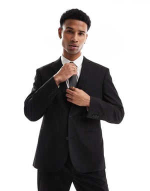 ASOS DESIGN slim suit jacket in subtle black herringbone