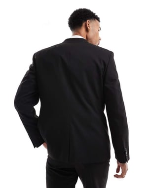 ASOS DESIGN slim suit jacket in subtle black herringbone