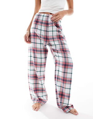 Cotton On relaxed flannel pyjama bottoms in red black check