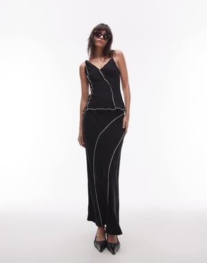 Topshop co-ord twist strap raw edge cami in black