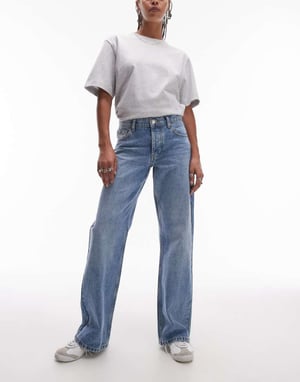 Topshop Ember low rise straight leg jean in bleach