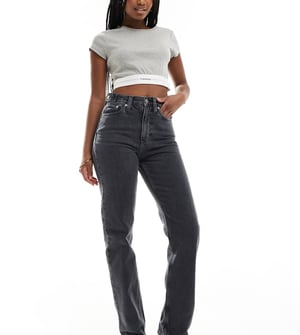 Calvin Klein Jeans high rise straight jeans in washed grey -