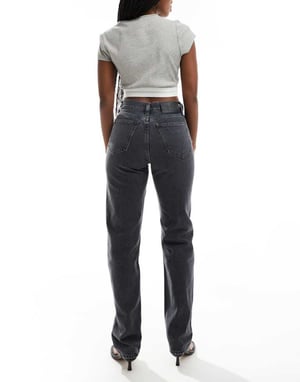 Calvin Klein Jeans high rise straight jeans in washed grey -