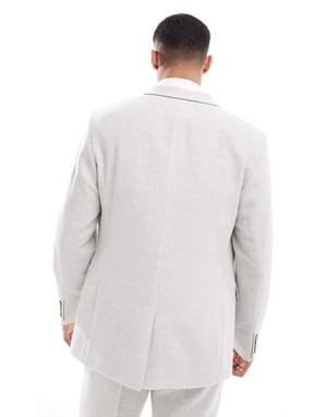 ASOS DESIGN slim suit jacket with wool in ice grey herringbone