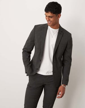 ASOS DESIGN skinny suit jacket in salt and pepper texture