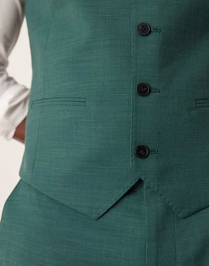 ASOS DESIGN slim suit waistcoat in green crosshatch