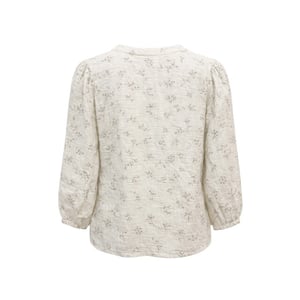 Smashed Lemon Crème blouse met fijne bloemenprint en v-hals |