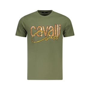 Cavalli Class Groene Katoenen Heren T-Shirt