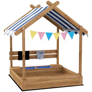 4goodz Outsunny zandbak met dak hout zandbox met zitplek en bord