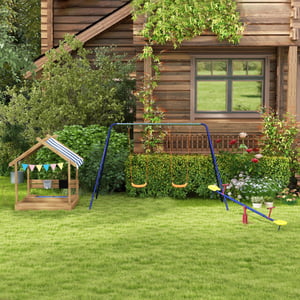 4goodz Outsunny zandbak met dak hout zandbox met zitplek en bord