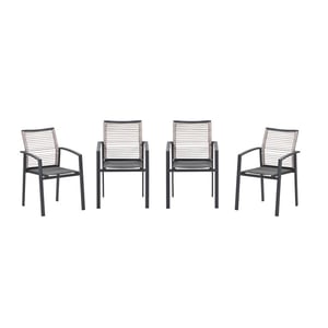 Garden Impressions Cosmo tuinstoelen set van 4 carbon black / rope natural