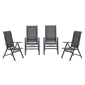 Garden Impressions Osaka verstelbare tuinstoelen set van 4 carbon black / dark