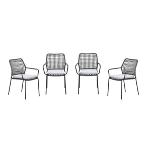 Garden Impressions Swifty tuinstoelen set van 4 carbon black / rope grey
