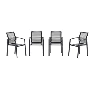 Garden Impressions Cosmo tuinstoelen set van 4 carbon black / rope dark grey