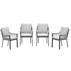 Garden Impressions Raxa tuinstoelen set van 4 carbon black / rope taupe